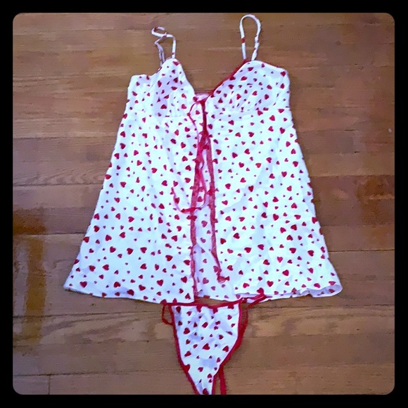 Victoria's Secret Other - Victoria’s Secret Heart White Silk Baby Doll M